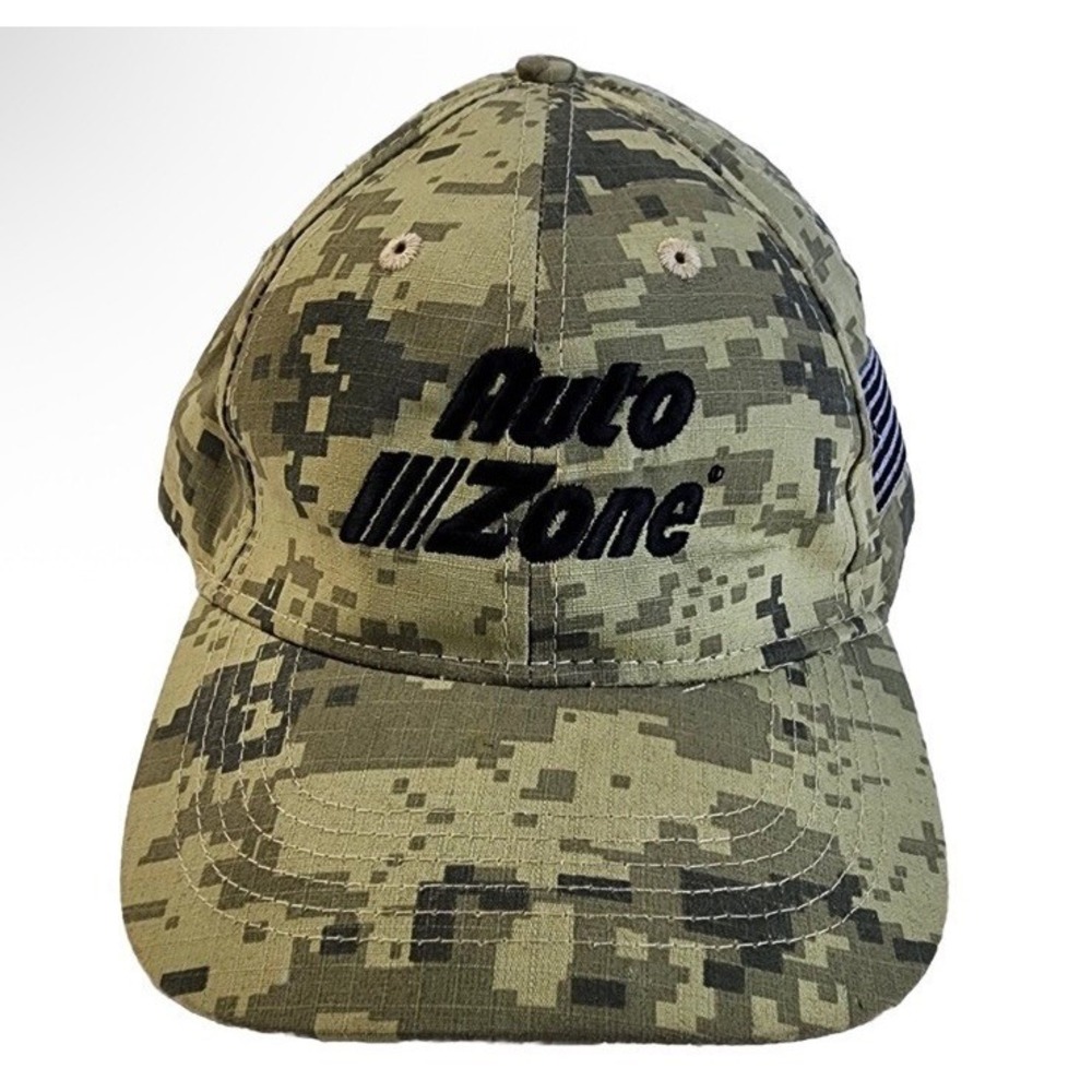 Auto Zone Camouflage Baseball Cap Hat Cotton Embroidered Logo Adjustable US Flag